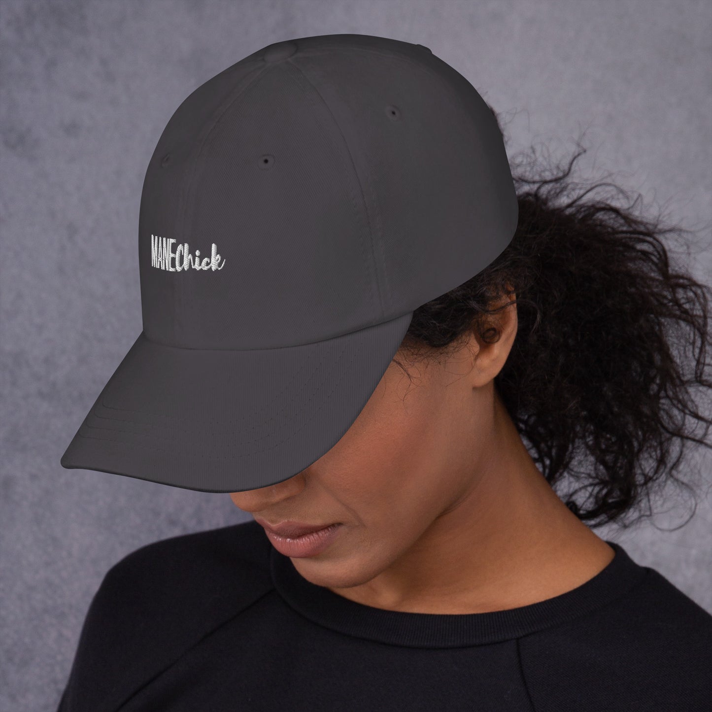 Mane Chick Dad Hat Manelifestudio Dark Grey